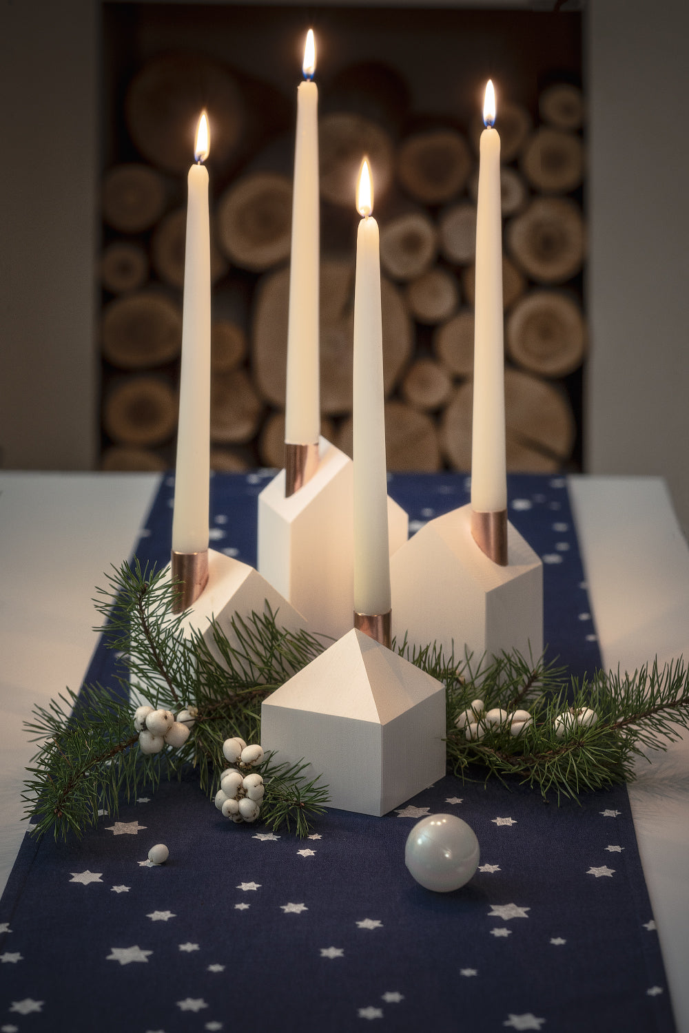 Moderns Advent wreath WHITE CHRISTMAS