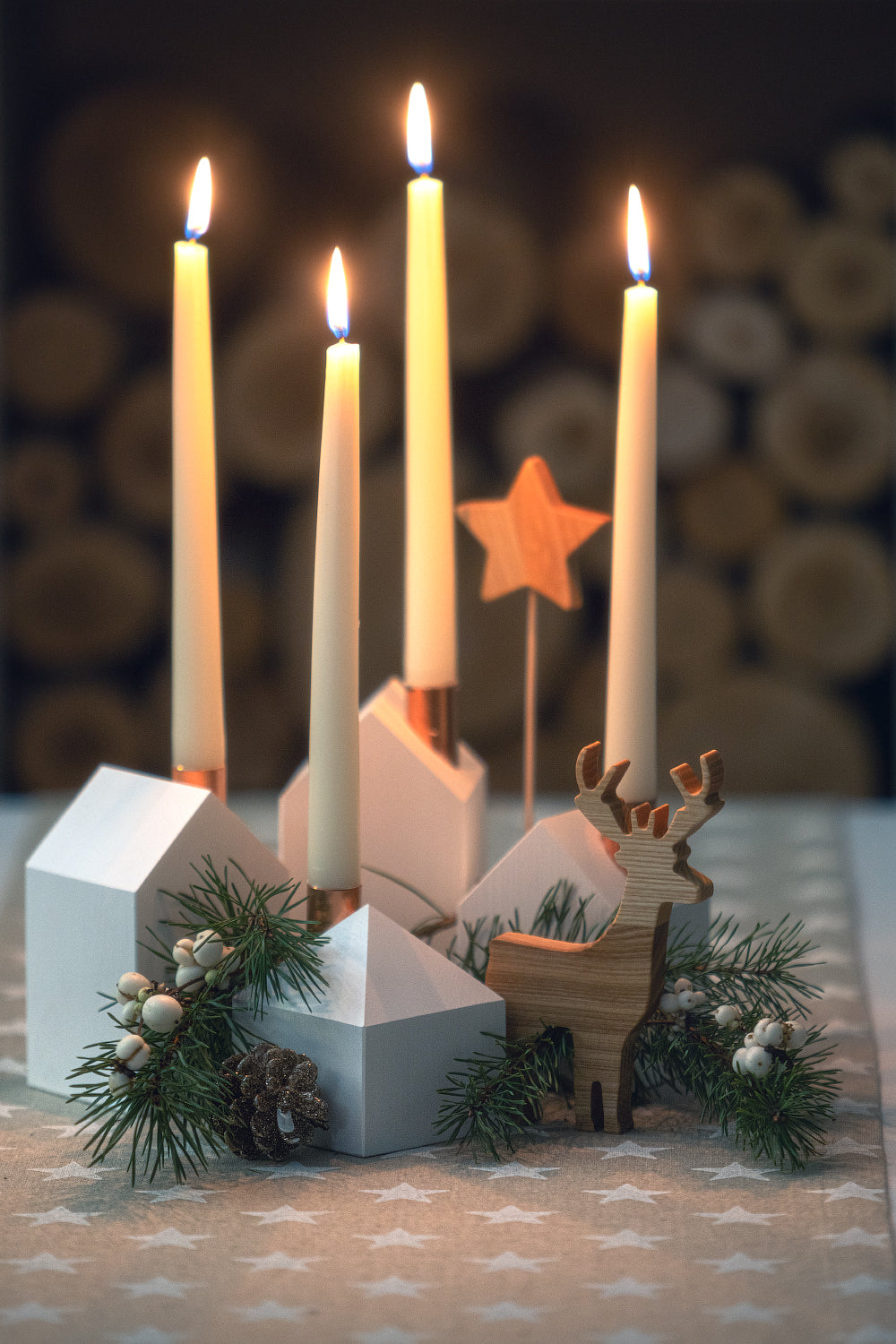 Moderns Advent wreath WHITE CHRISTMAS