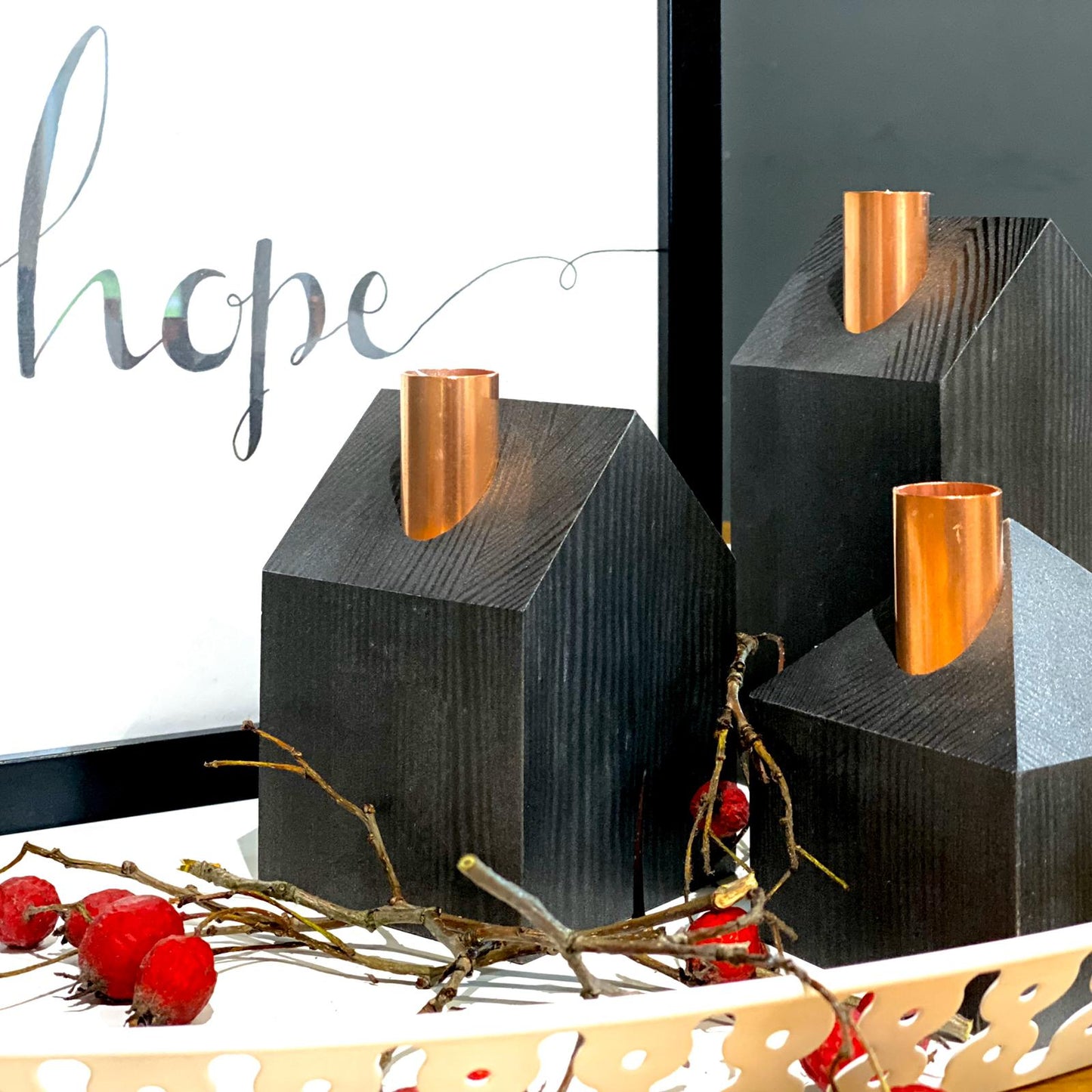 Modern Advent wreath ALL BLACK