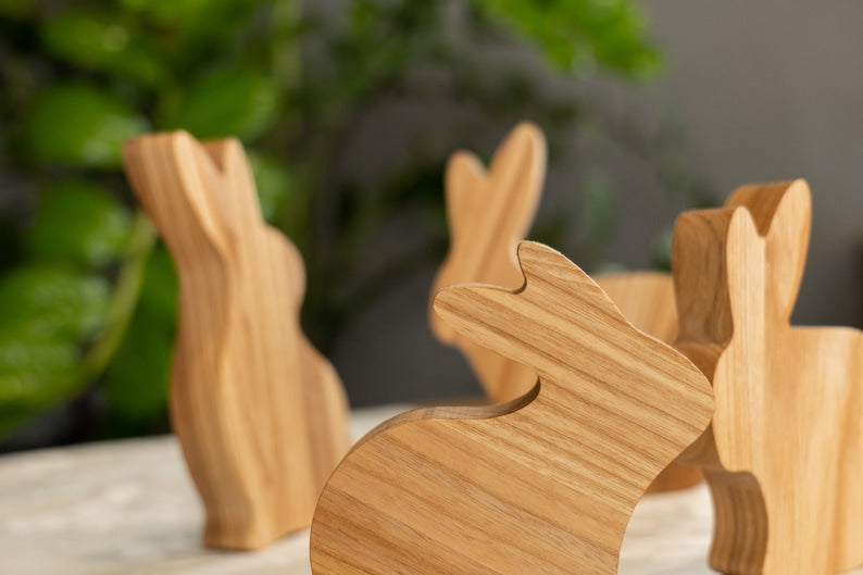 Wooden Bunny Decor Set of 4