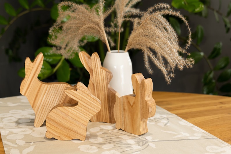 Wooden Bunny Decor Set of 4