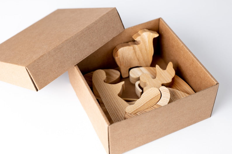 Small oak nativity set