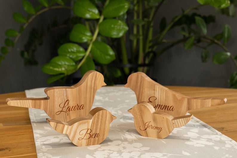 Wooden Bird Decor Set of 4