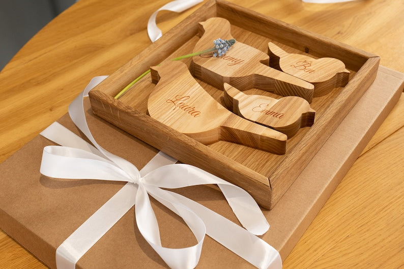 Wooden Bird Decor Set of 4