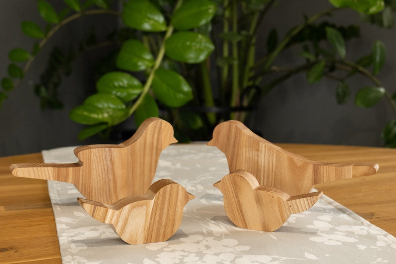 Wooden Bird Decor Set of 4