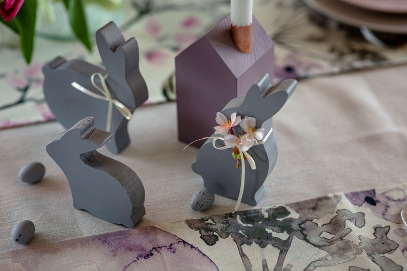 Wooden Bunny Decor Set of 4
