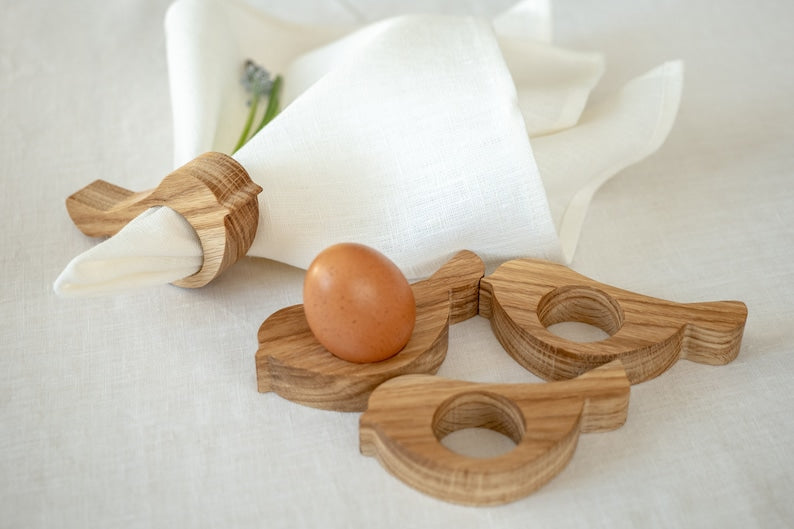 EASTER EGG CUP & NAPKIN RING SET OF 5