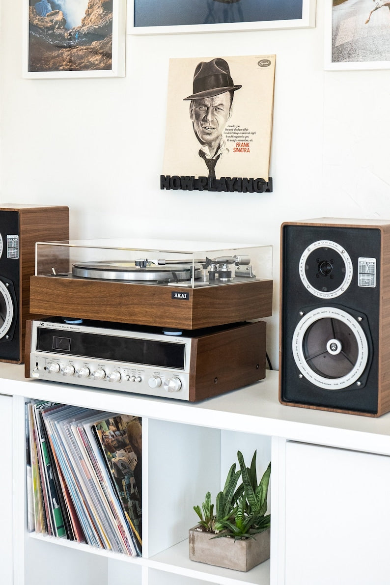 Vinyl record display "Now playing"