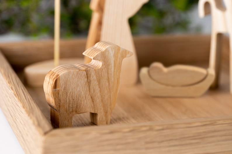 Small oak nativity set