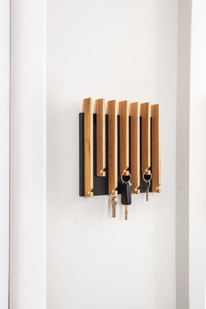Natural color Oak Modern Entryway Key holder with no shelves