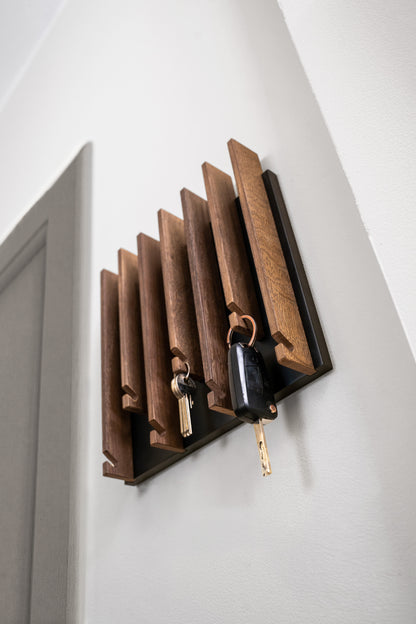 Walnut color Oak Modern Entryway Key holder with no shelves