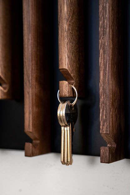 Walnut color Oak Modern Entryway Key holder with no shelves