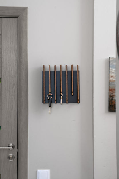 Walnut color Oak Modern Entryway Key holder with no shelves