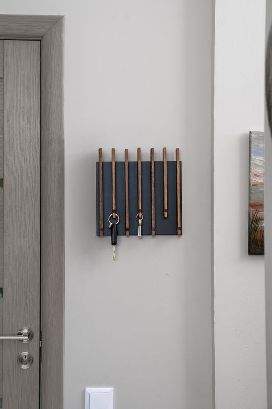 Walnut color Oak Modern Entryway Key holder with no shelves