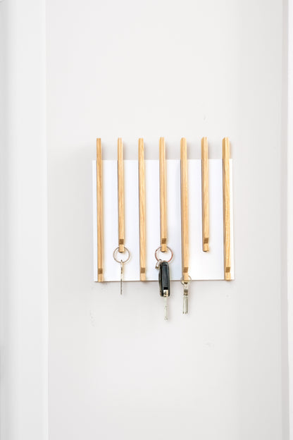 Natural color Oak Modern Entryway Key holder with no shelves