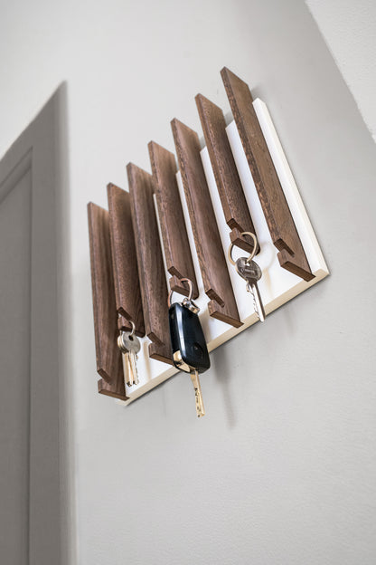 Walnut color Oak Modern Entryway Key holder with no shelves