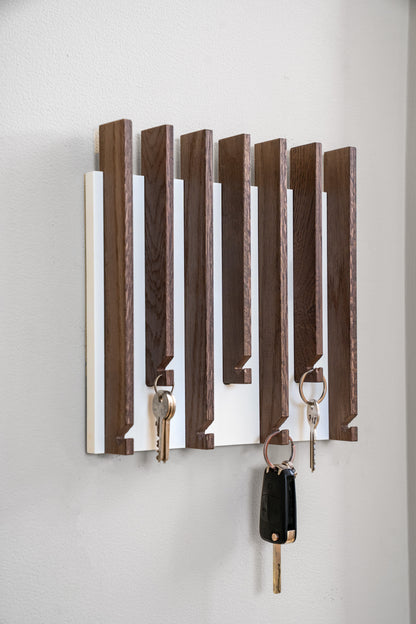 Walnut color Oak Modern Entryway Key holder with no shelves