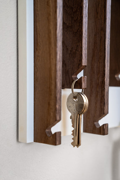 Walnut color Oak Modern Entryway Key holder with no shelves
