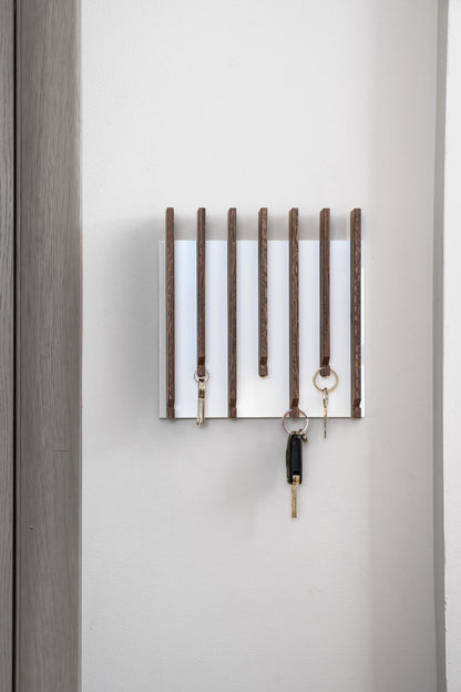 Walnut color Oak Modern Entryway Key holder with no shelves