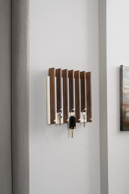 Walnut color Oak Modern Entryway Key holder with no shelves