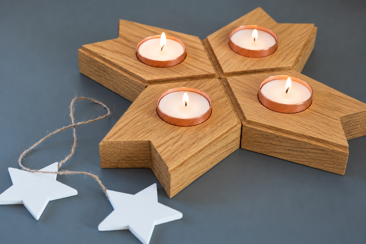 AUSEKLIS oak advent candle holder set