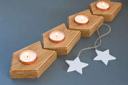 AUSEKLIS oak advent candle holder set