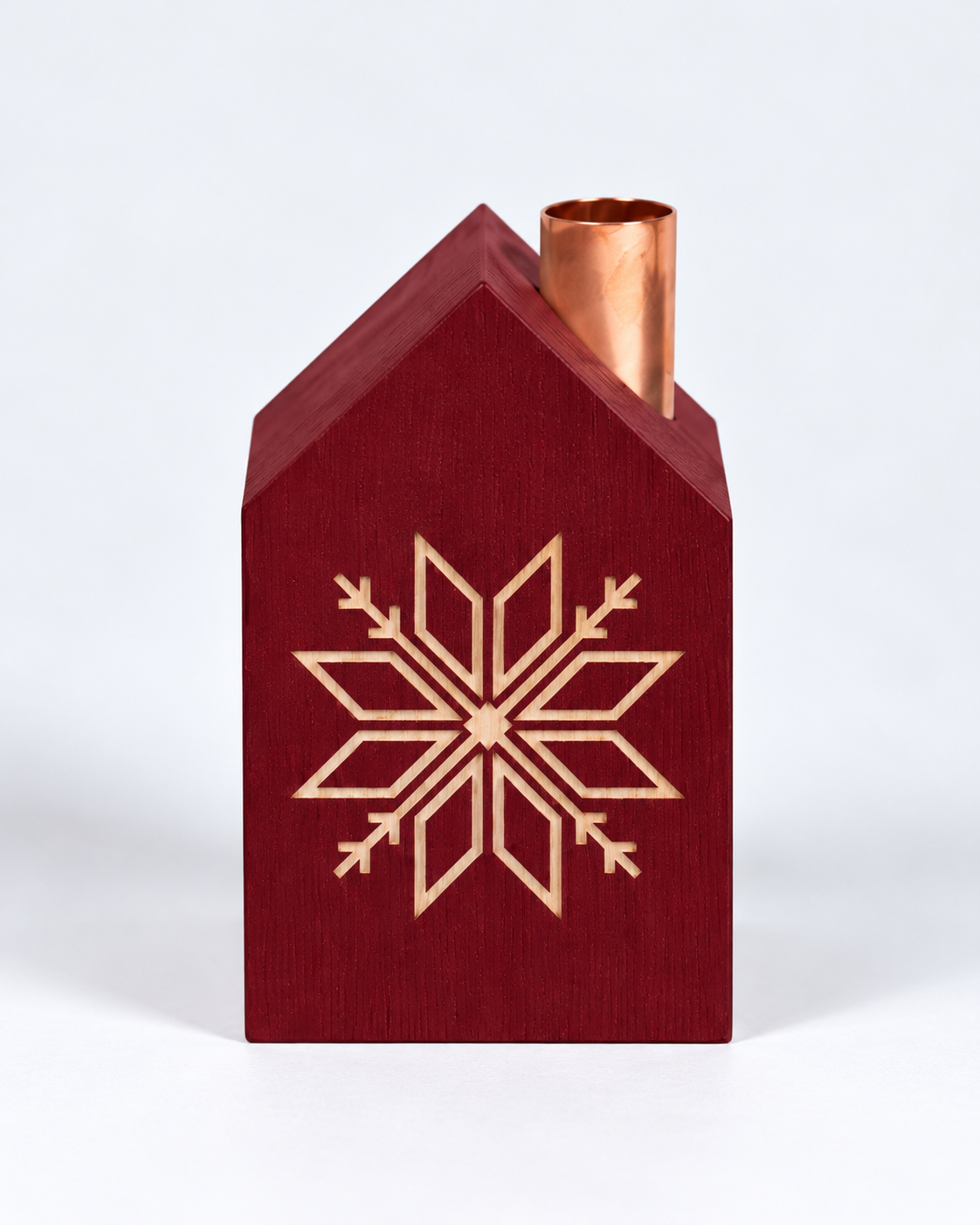 Dark red house candle holder L – Auseklis