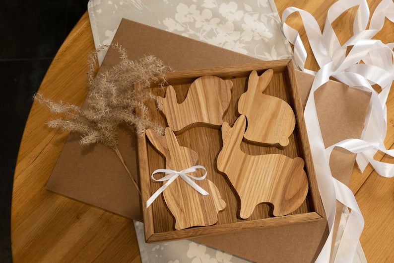 Wooden Bunny Decor Set of 4