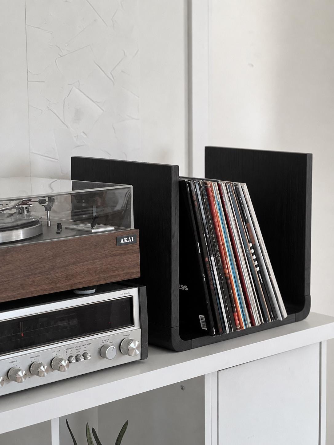 Black vinyl record storage rack