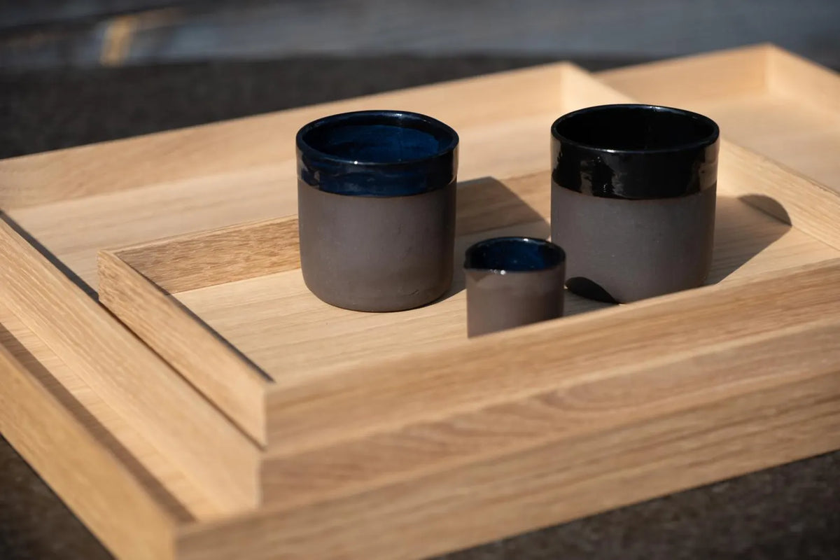 Oak Wood Serving Tray with Natural Oak Base
