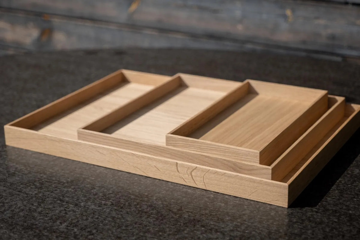 Oak Wood Serving Tray with Natural Oak Base