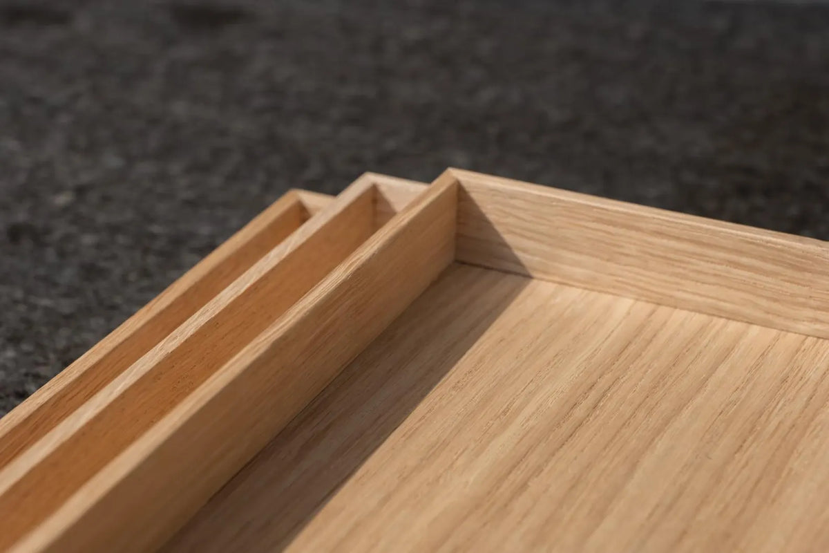 Oak Wood Serving Tray with Natural Oak Base