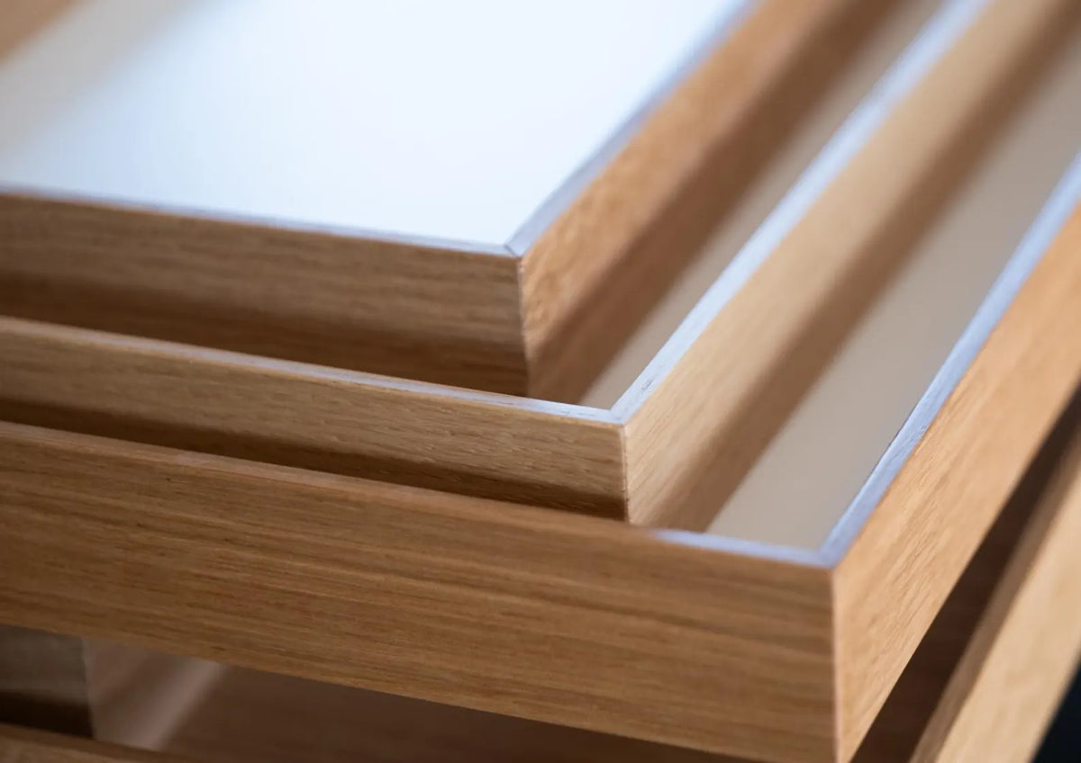 Oak Wood Serving Tray with White Base