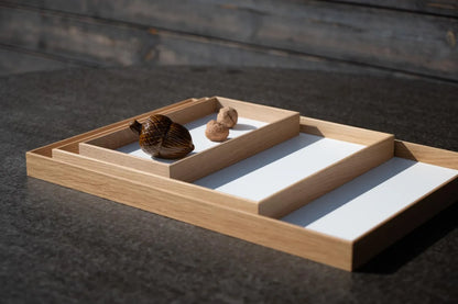 Oak Wood Serving Tray with White Base